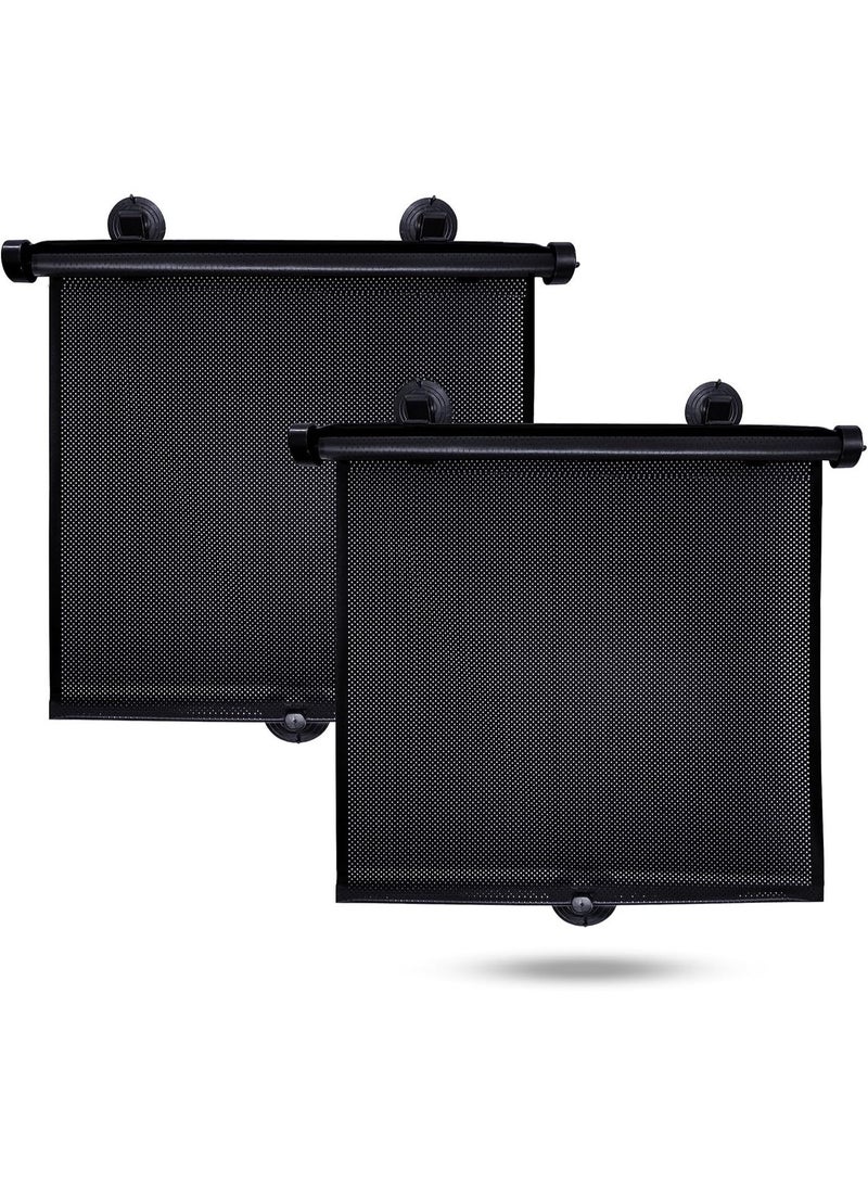 2 قطعة ستارة جانبية قابلة للسحب للنوافذ الجانبية - ستائر بسحب مع أكواب شفط للحماية من الأشعة فوق البنفسجية والوهج (15"x17") - Image 3